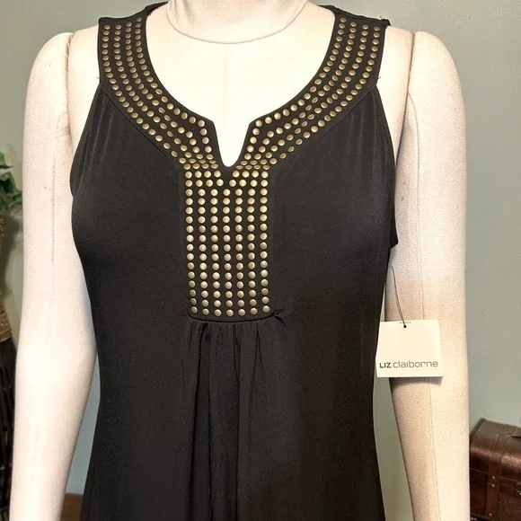 Liz Claiborne Sleeveless Sexy Black Stud Dress NEW NWT - Picture 4 of 7